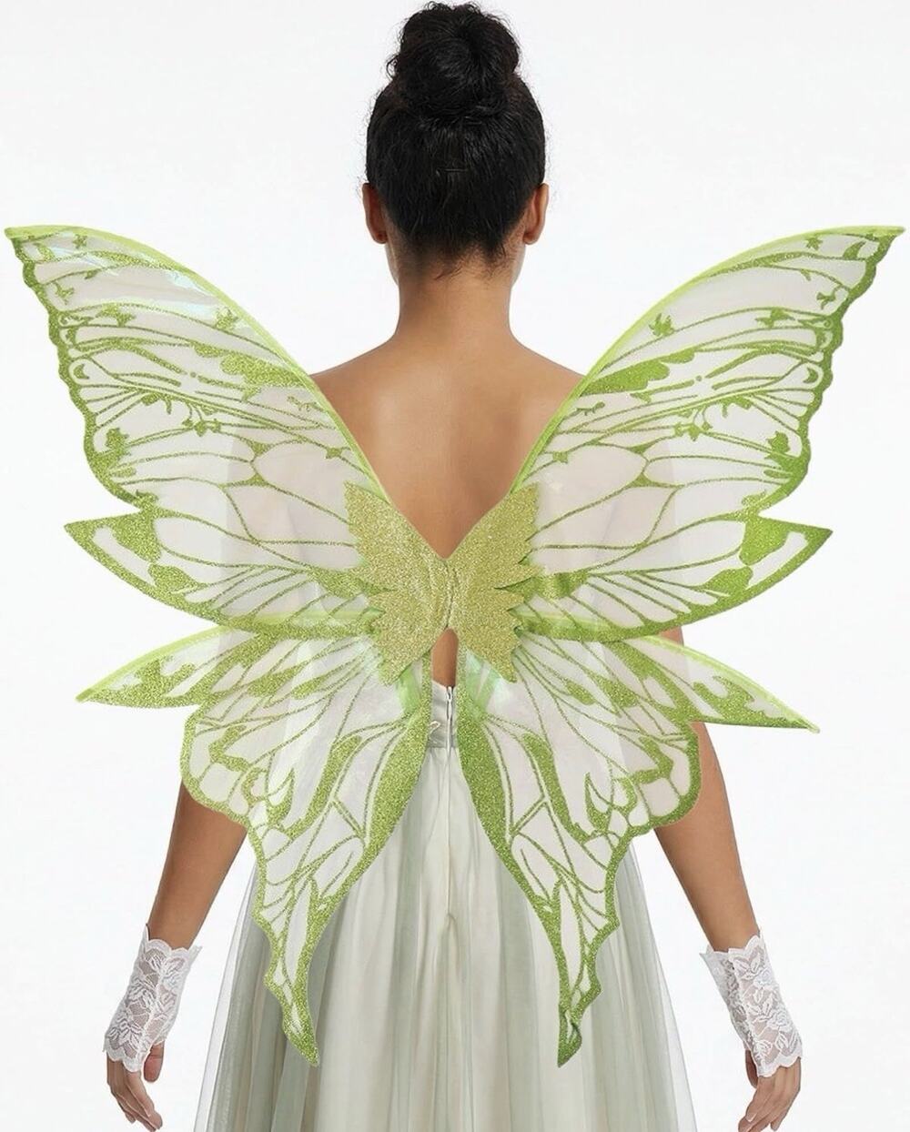 Fairy Wings for Adult Women,31.5"x29" Butterfly Cosplay Wings with Lace Gloves